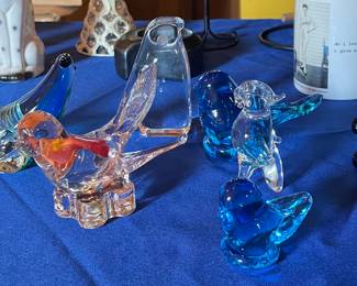Murano Style Colored Glass Birds