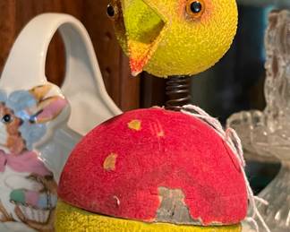 Vintage German Paper -Mache Easter Chick Candy Container, RARE find!