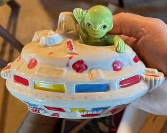 Vintage Counterpoint Ceramic Green Martian Coin Bank