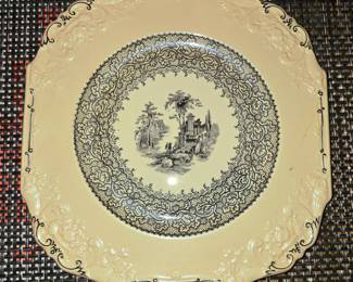 Vintage George Jones & Sons Genoa Black & White ironstone plate