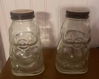 Vintage "Brother Can You Spare A Dime" Hazel Atlas Glass Piggy Banks