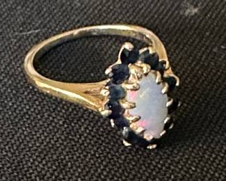 opal and sapphire 14k ring  