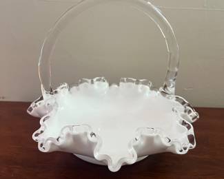 Fenton Silver Crest Milk Glass Basket