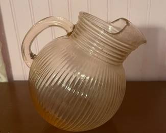 Vintage Hazel Atlas Ribbed Tilted Ball Pitcher 