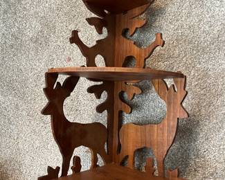 Wooden Deer Cut Corner Display Shelf  