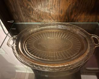 Vintage Pink Depression Glass Mayfair "Open Rose" Tray