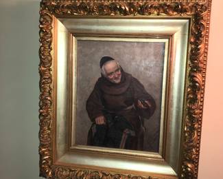 Oil painting of a monk signed by A. Costa 