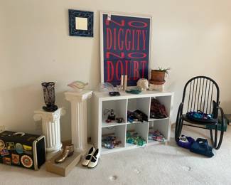 Pedestal Plant Stands, Wooden Rocking Chair 