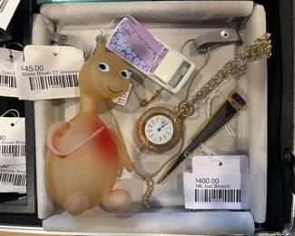 14k Just Brooch, Glass Blown ET Ornament