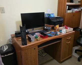 Desk and Office Supplies, Computer Monitor, Shredder