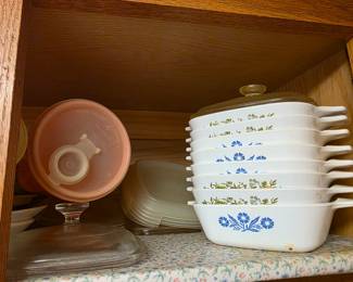 Corningware Blue Cornflower (1958-1988), Floral Bouquet 3rd Edition (1971-1974), Spice o' Life (1972-1988)