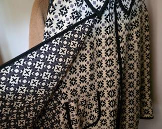 Vintage Welsh Tapestry Black & White Cape