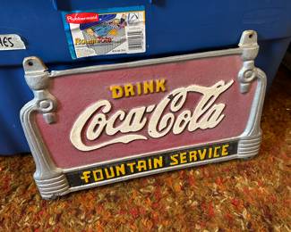 Coca-Cola cast iron bench sign