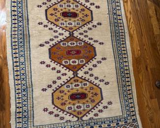 Turkman Rug Creme, Gold, Blue and Russet 38"x56"