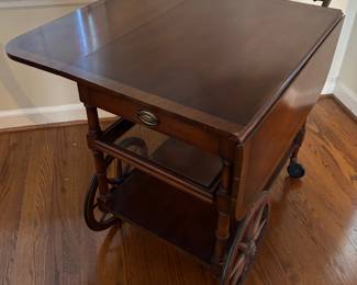 Mahogany Tea Drop Leaf Cart