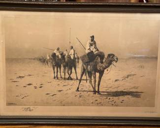 Great old Etching of 'Caravan in the Desert' by Lemuel D Eldred