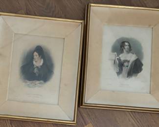 Pair of Victorian Lithograph Portraits