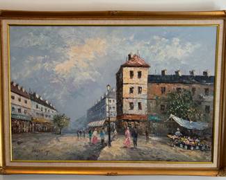 Painting of Parisian Street Scene by Caroline Burnett
