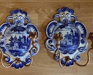 Pair of Delft Sconces