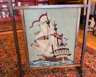 Beautiful Needlepoint Fireplace Screen