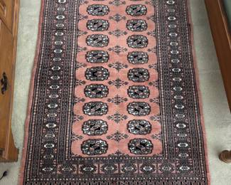 Bokhara Rug - Salmon, Black and White approx 3'x5'