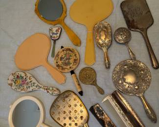Collection of Vintage/Antique Hand Mirrors and Combs