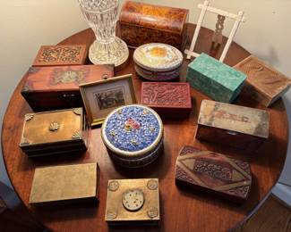 Selection of Boxes - Carved, Inlaid and Decorated Stone