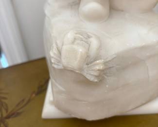 Alabaster Sculpture of Dutch Girl with a Crab - detail