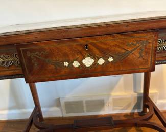 Fabulous Mother of Pearl Inlaid Writing Table -Drawer Detail