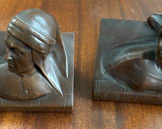Bronze Clad Dante and Beatrice Bookends