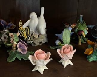 Variety of Porcelain Birds and Flowers