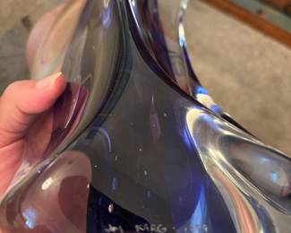 Blue Twist Glass Sculpture by Rollin KARG signed 1999. $ 375.00