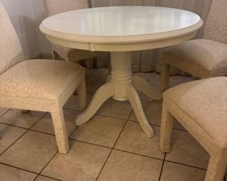 Round Wood Kithen table 4 chairs $250.00
Tbl: 42”diameter 30.5”t
Chr: 19” w 20”d 39”t