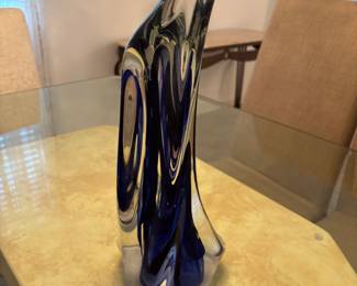 Blue Twist Glass Sculpture by Rollin KARG signed 1999. $ 375.00