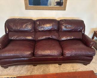 Leather sofa “ Gardberg’s” has matching recliner.  $900.00 set or $800.00 for sofa 
85”L 36”d 32”t