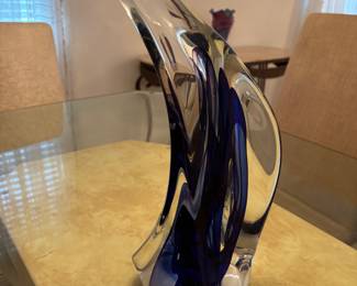 Blue Twist Glass Sculpture by Rollin KARG signed 1999. $ 375.00