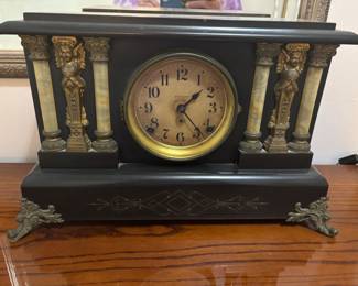 Antique 1890’s Seth Thomas Adamantine Mantle clock $150.00
17”w 6.5”d 11”t