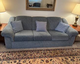 Blue fabric LazBoy sofa 
$ 350.00. 92”L 36”d 31”t
