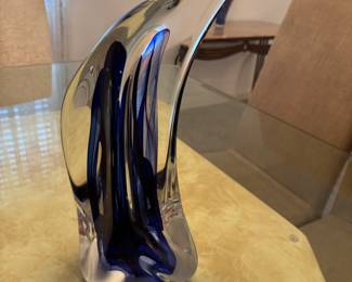 Blue Twist Glass Sculpture by Rollin KARG signed 1999. $ 375.00