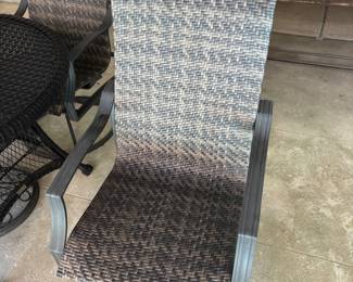 Jeco patio set 4 swivel chairs, table, umbrella and stand. $350.00
Tbl: 44”diameter 29”t
Chr: 24”w 19”d 42”t