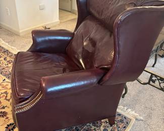 Leather recliner “ Gardberg’s” has matching sofa 900.00 set or $400.00 for recliner.    32”w 31”d 40”t