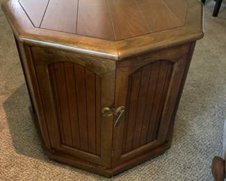 MCM octagonal side table w cabinet $ 125.00
25”w 25”d 20”t
