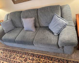 Blue fabric LazBoy sofa 
$ 350.00. 92”L 36”d 31”t