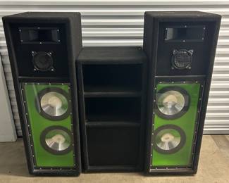 SBPG212 Dual 12” Band Pass Tower Speakers – 51” Custom Green Acrylic with Center Rack