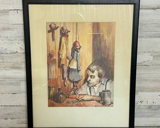 C. Butterfield Signed & Numbered “Puppet Maker” Print – 91/200 – Framed Bucks County Art