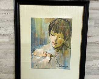 C. Butterfield Signed & Numbered Mother and Child Print – 102/300 – Framed Art
