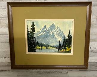 Vintage “Jenny Lake” Signed Landscape Print – Framed Mountain Scene 19x16”