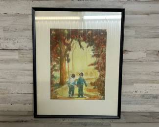 W. Courtland Butterfield “The Path Ahead” Signed Vintage Framed Print – Children Walking – 20x17