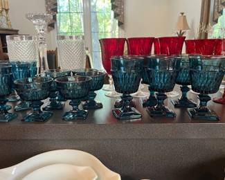 Blue and Cranberry Stemware