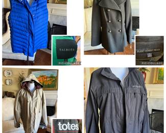 Talbots vest, Fleet Street wool jacket , Totes Raincoat, Columbia jacket 